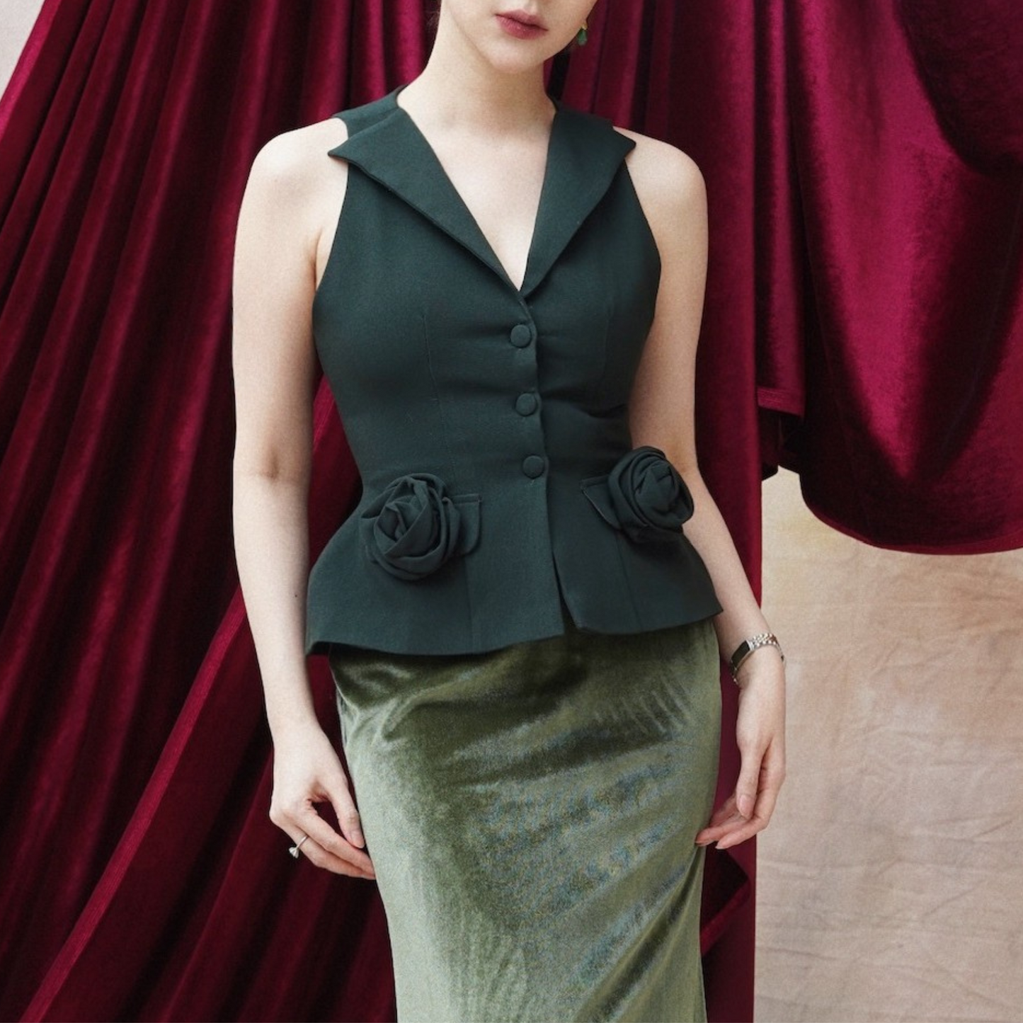 Roslyn Vest Top Forest Green - VF