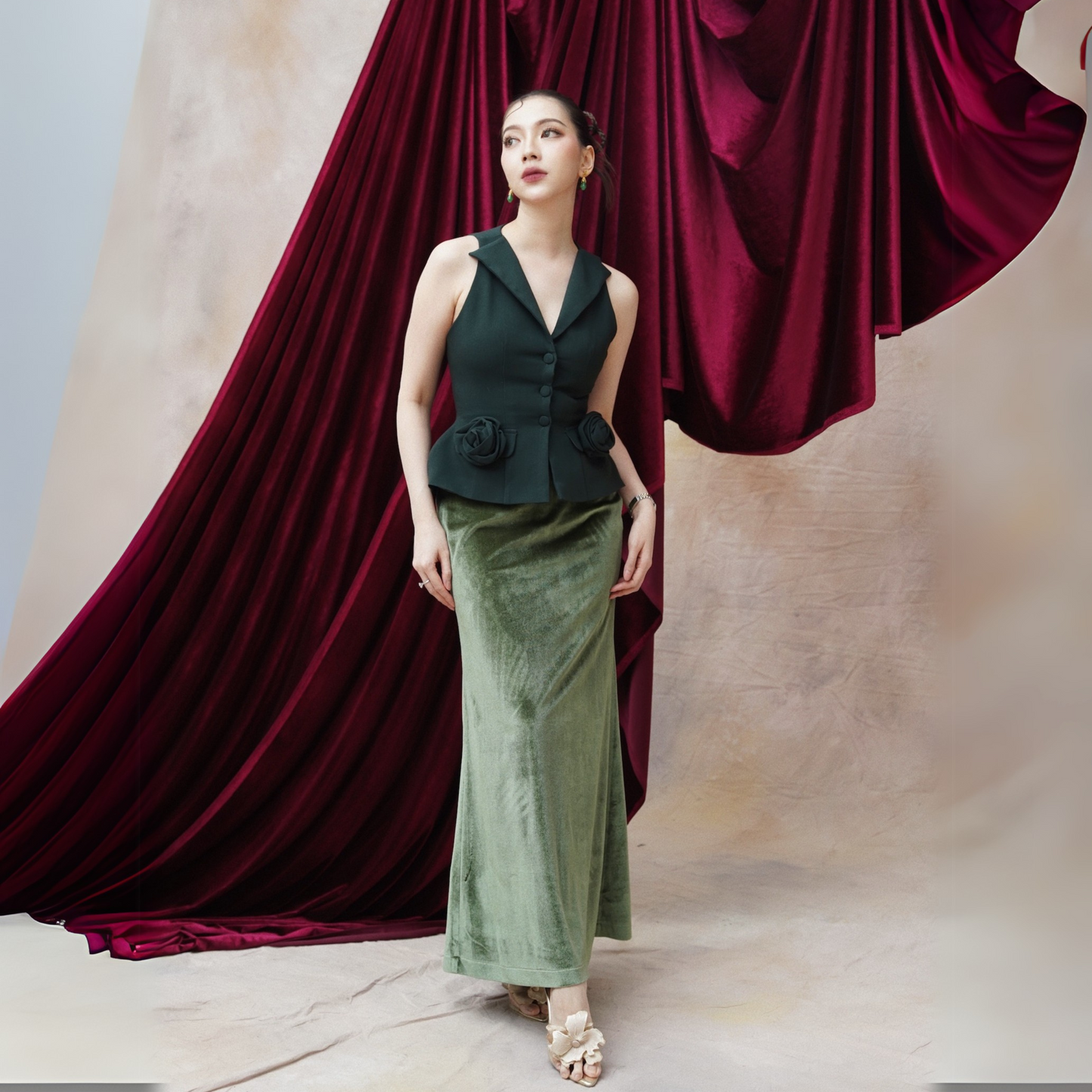 Roslyn Vest Top Forest Green - VF