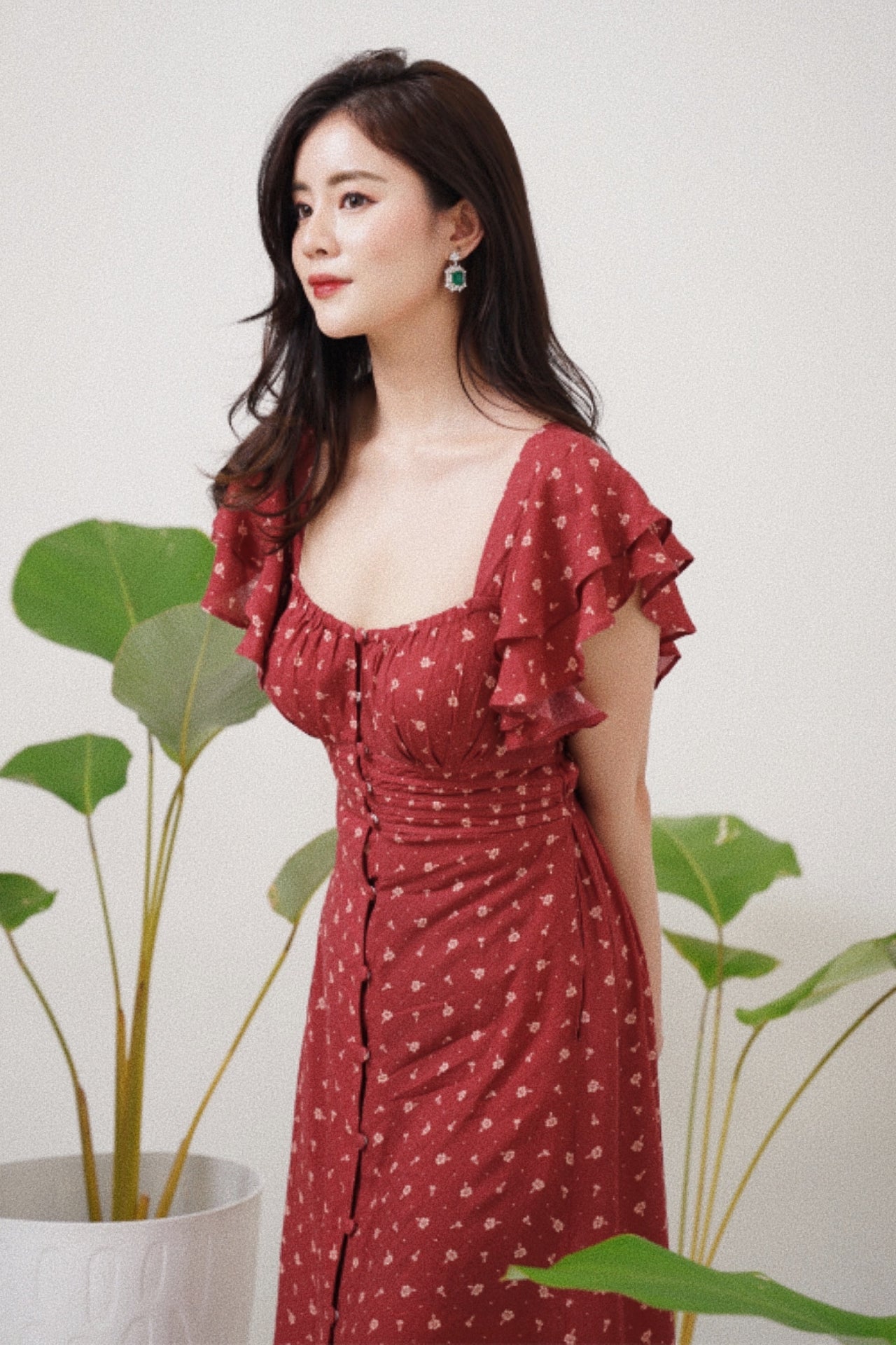 Sangria Dress maroon floral - VF