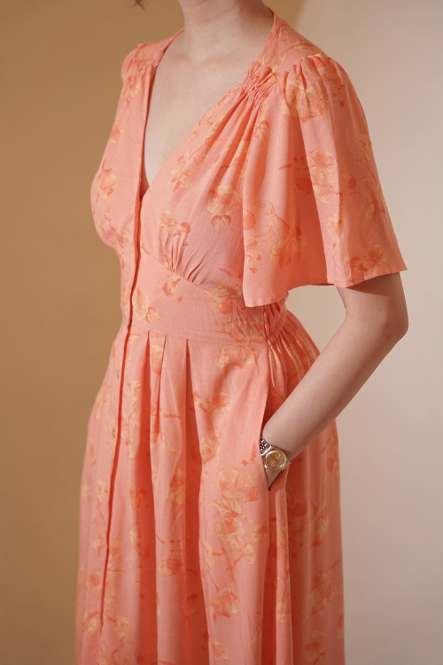 Majorka Dress Peach Floral - VF