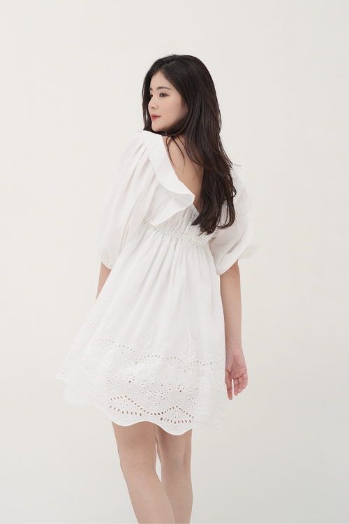 Rossel Dress Puffy Sleeves White - VF