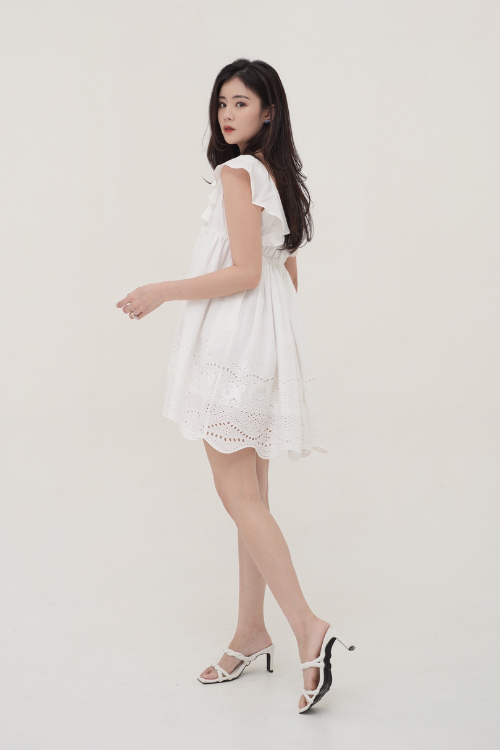 Rossel Dress Flare Sleeves White - VF