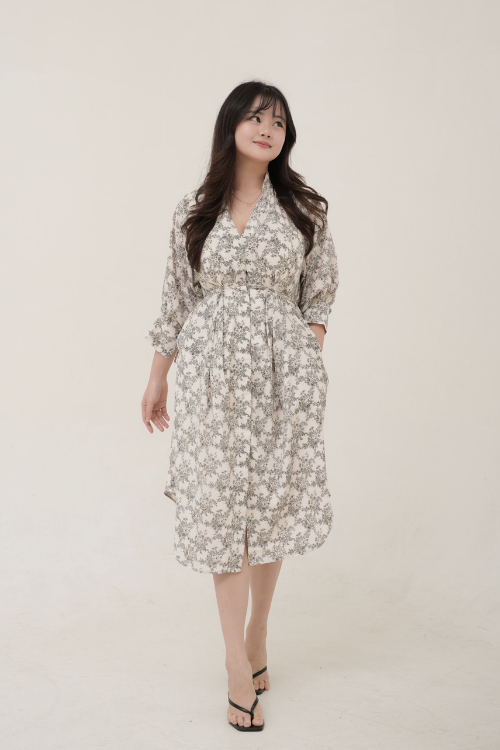 Judith Dress Monochrome Floral Pattern - VF