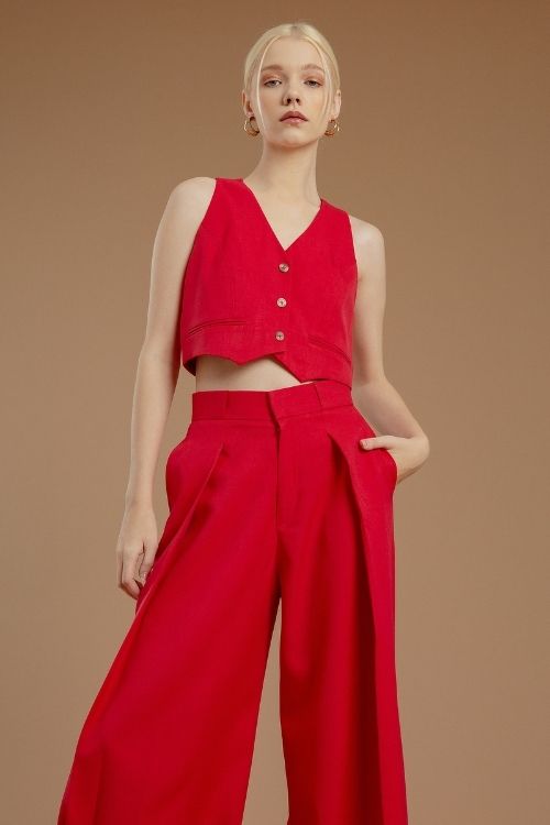 Inka Crop Vest Rouge - VF