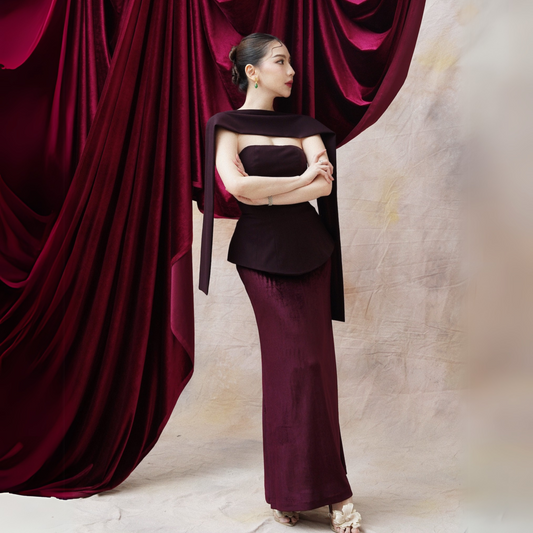 Pavia Maxi Skirt Burgundy Velvet - VF