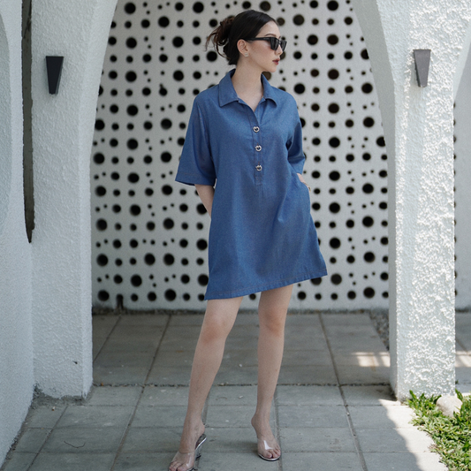 Andro Denim Shirt Dress Bleu - VF