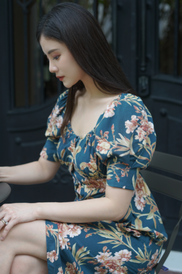Se Ri navy floral Dress- Fv