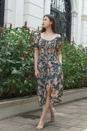 Se Ri navy floral Dress- Fv
