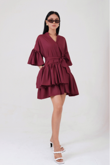Jovi Dress Maroon- VF