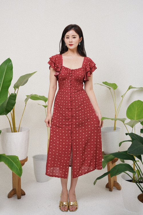 Sangria Dress maroon floral - VF