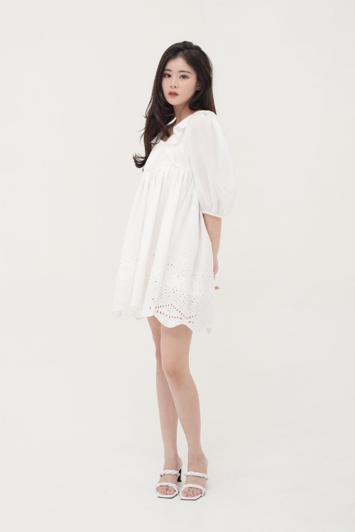 Rossel Dress Puffy Sleeves White - VF