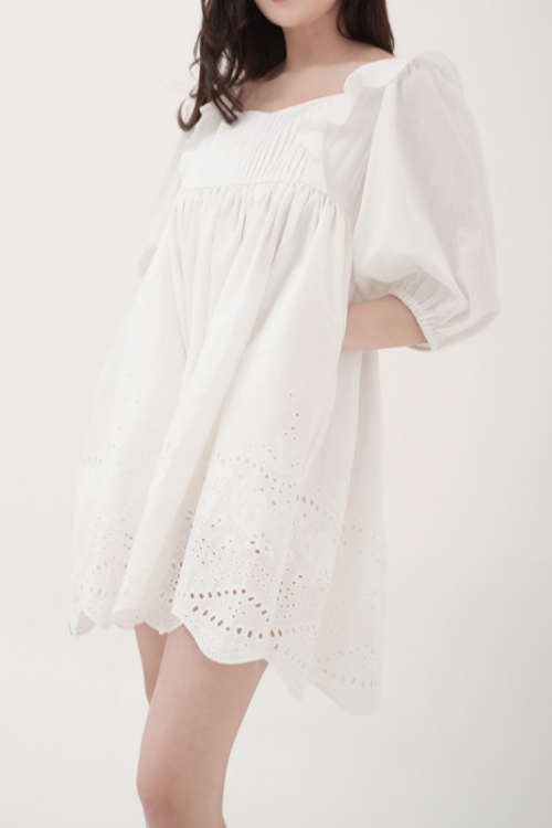 Rossel Dress Puffy Sleeves White - VF