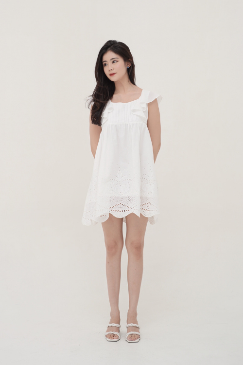 Rossel Dress Flare Sleeves White - VF