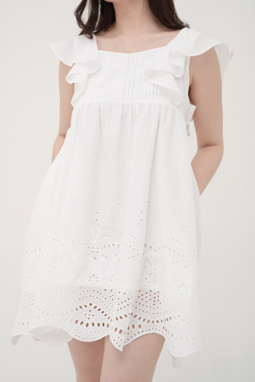 Rossel Dress Flare Sleeves White - VF