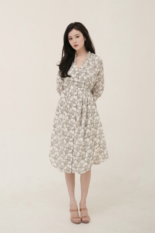 Judith Dress Monochrome Floral Pattern - VF