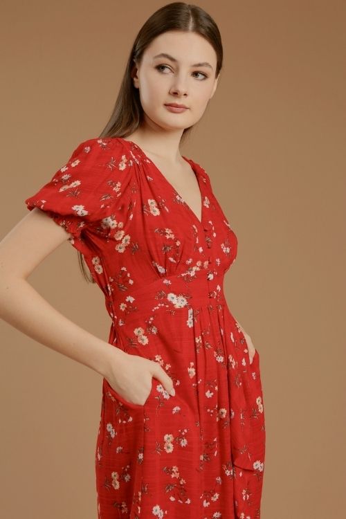 Allegra Dress Rouge Floral - VF
