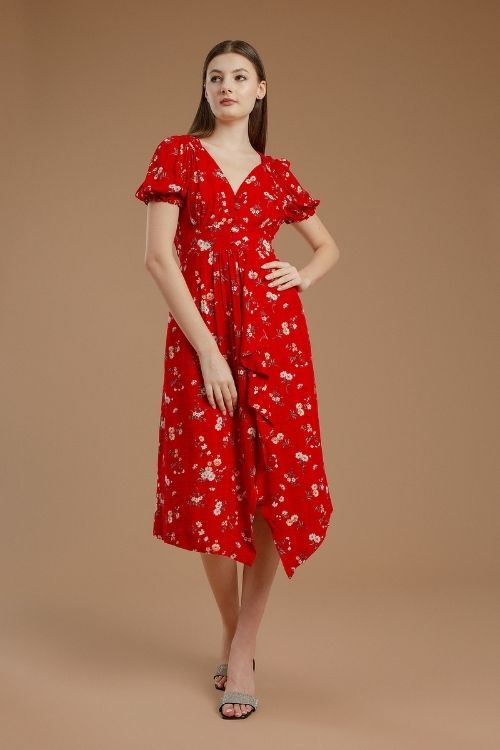 Allegra Dress Rouge Floral - VF
