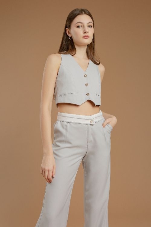 Inka Crop Vest Shell Grey  - VF