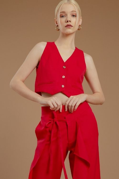 Inka Crop Vest Rouge - VF