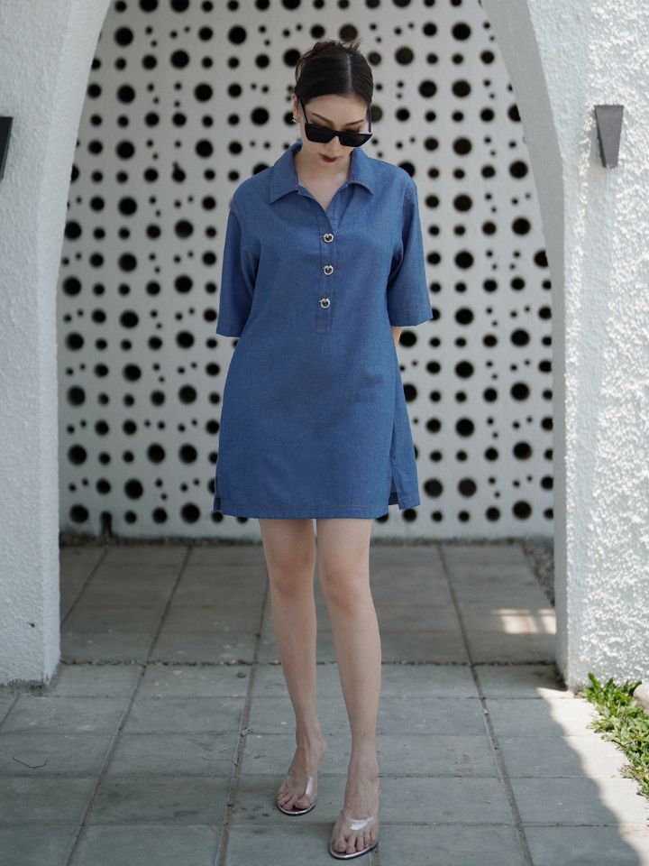 Andro Denim Shirt Dress Bleu - VF