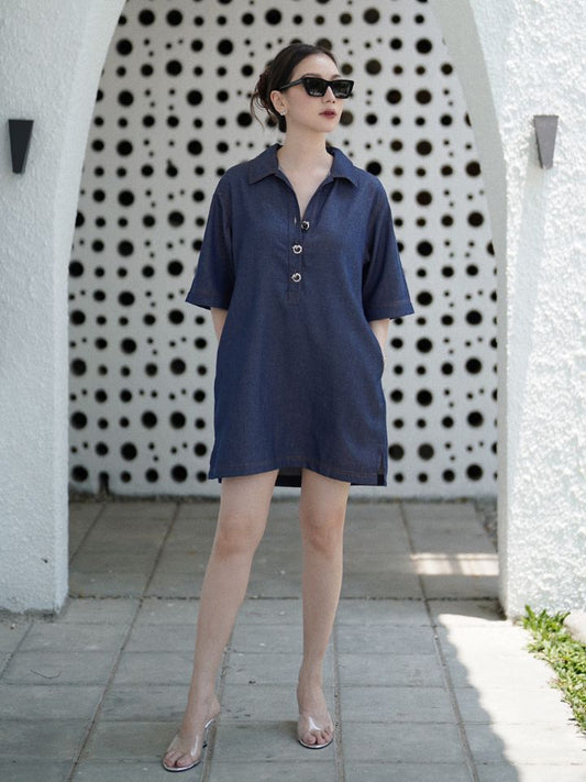 Andro Denim Shirt Dress Navy - VF